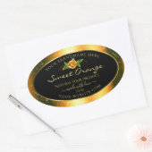 Orange Glitzer Black Product Labels Rose Blume Ovaler Aufkleber (Umschlag)