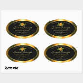 Orange Glitzer Black Product Labels Rose Blume Ovaler Aufkleber (Blatt)