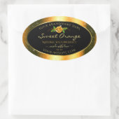 Orange Glitzer Black Product Labels Rose Blume Ovaler Aufkleber (Tasche)