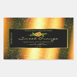 Orange Glitzer Black Product Labels Rose Blume Rechteckiger Aufkleber