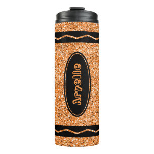Orange Glitzer Crayon Individuelle Name DrInk Tumb Thermosbecher