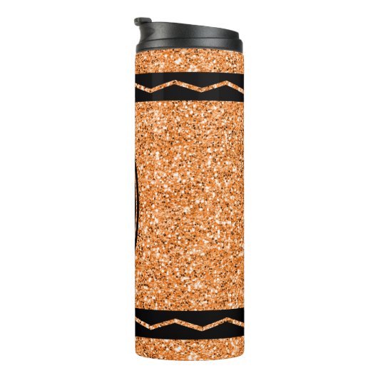 Orange Glitzer Crayon Individuelle Name DrInk Tumb Thermosbecher (Nach rechts gedreht)