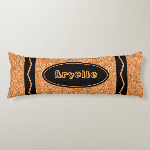 Orange Glitzer Crayon Individuelle Name XL Körperk Seitenschläferkissen