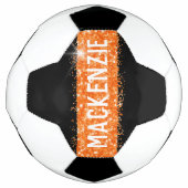 Orange Glitzer Funkelnd Name Personalisiert Fußball (Vorderseite)
