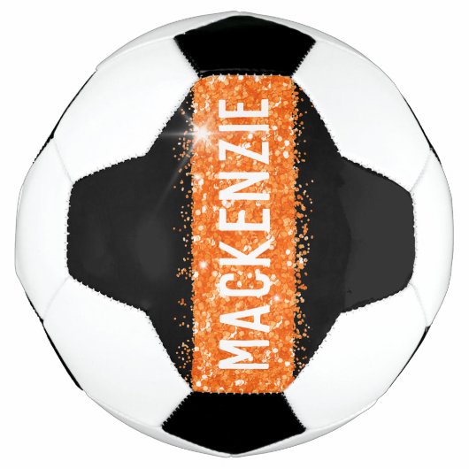 Orange Glitzer Funkelnd Name Personalisiert Fußball (Vorderseite)