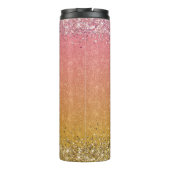 Orange Glitzer Girl Boss Name Gebäude Empire Thermosbecher (Rückseite)