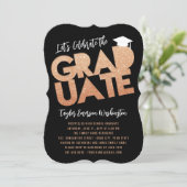 Orange Glitzer Graduate Cutout Graduation Party Einladung (Stehend Vorderseite)