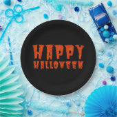 Orange Glitzer Happy Halloween Paper Plate Pappteller (Party)