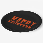 Orange Glitzer Happy Halloween Paper Plate Pappteller (Schrägansicht)