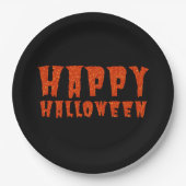 Orange Glitzer Happy Halloween Paper Plate Pappteller (Vorderseite)