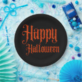 Orange Glitzer Happy Halloween Paper Plate Pappteller (Party)