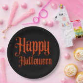 Orange Glitzer Happy Halloween Paper Plate Pappteller (Party)