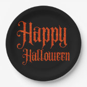 Orange Glitzer Happy Halloween Paper Plate Pappteller (Vorderseite)