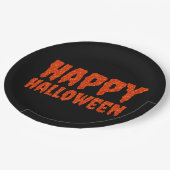 Orange Glitzer Happy Halloween Paper Plate Pappteller (Schrägansicht)