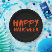 Orange Glitzer Marker Happy Halloween Pappteller (Party)