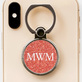 Orange GLITZER Monogram rotativ Handy Ring