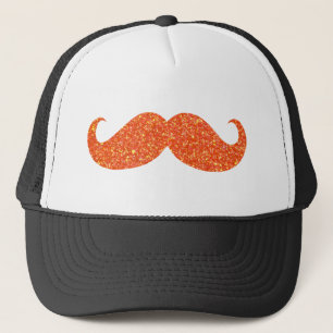 Orange Glitzer Mustache Truckerkappe