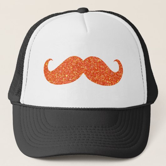 Orange Glitzer Mustache Truckerkappe (Vorderseite)
