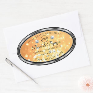 Orange Glitzer Product Label Sparkards Logo Ovaler Aufkleber