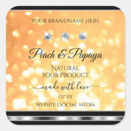 Orange Glitzer Produktkennzeichnungen glänzende Di Quadratischer Aufkleber