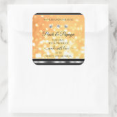 Orange Glitzer Produktkennzeichnungen glänzende Di Quadratischer Aufkleber (Tasche)