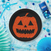 Orange Glitzer Pumpkin Halloween Pappteller (Party)