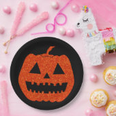 Orange Glitzer Pumpkin Halloween Pappteller (Party)