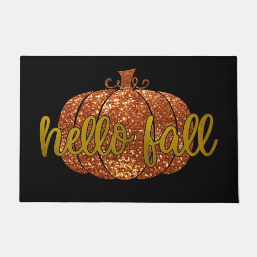 Orange Glitzer Pumpkin Hello Fall Doormat Fußmatte (Vorderseite)