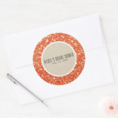 Orange Glitzer & Rustic Kraft Fall Sparkle Gefalle Runder Aufkleber (Umschlag)