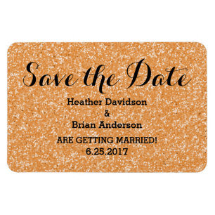 Orange Glitzer Save the Date Flexi Magnet