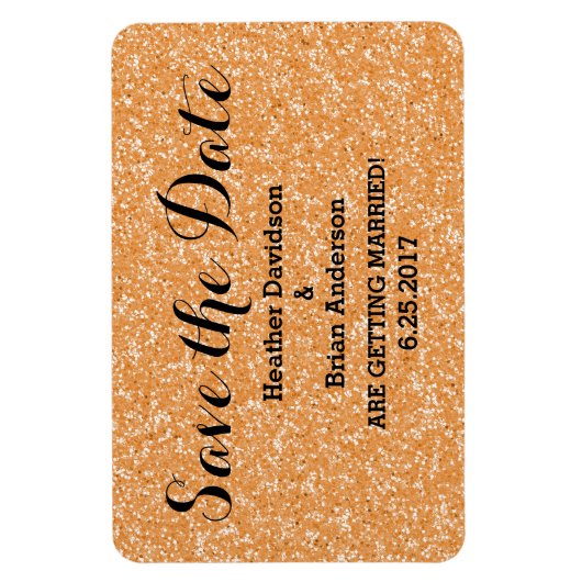Orange Glitzer Save the Date Flexi Magnet (Vertikal)