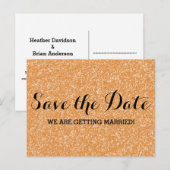 Orange Glitzer Save the Date Postkarte (Vorne/Hinten)