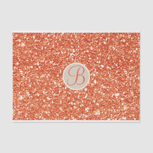Orange Glitzer Sparkle Glam Monogram Initial Seidenpapier (Vorderseite)