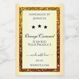 Orange Glitzer Sparkle Product Labels Gold Effekt Lebensmitteletikett