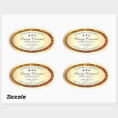 Orange Glitzer Sparkle Product Labels Gold Effekt Ovaler Aufkleber (Blatt)