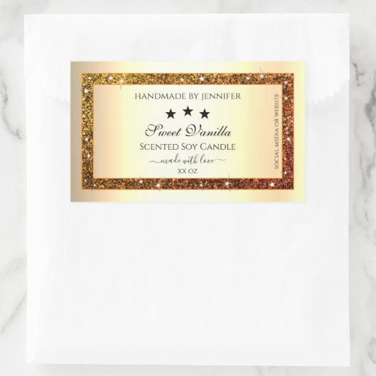 Orange Glitzer Sparkle Product Labels Gold Effekt Rechteckiger Aufkleber (Tasche)