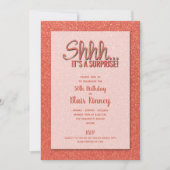 Orange Glitzer SURPRISE Geburtstag Einladung (Vorderseite)