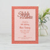 Orange Glitzer SURPRISE Geburtstag Einladung (Stehend Vorderseite)