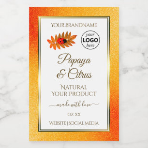 Orange Glitzer White Product Labels Ladybug Logo Lebensmitteletikett