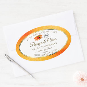 Orange Glitzer White Product Labels Ladybug Logo Ovaler Aufkleber