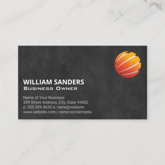Orange Globe Modern Logo Visitenkarte (Vorderseite)