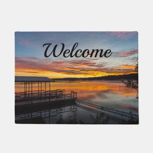 Orange Glory Morning Painterly Welcome Doormat Fußmatte (Vorderseite)