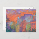 Orange Glow City Sunset Landschaft Pastellfarben M Postkarte (Vorne/Hinten)