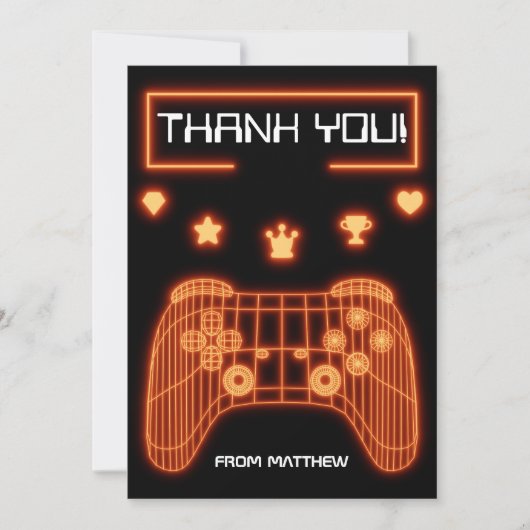 Orange Glow Gaming Controller Dankeskarte (Vorderseite)