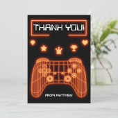 Orange Glow Gaming Controller Dankeskarte (Stehend Vorderseite)