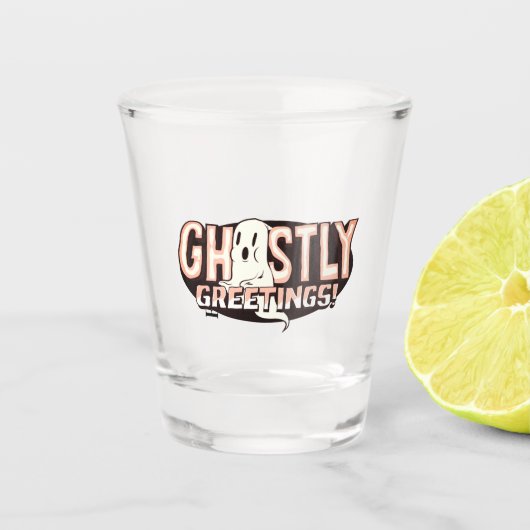 Orange Glow Ghosive Greetings Halloween Schnapsglas (Vorderseite)