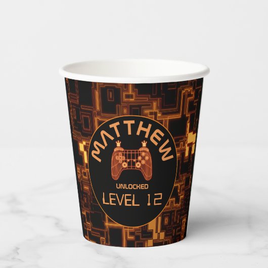 Orange Glow Video Game Controller Pappbecher (Rückseite)