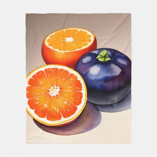 Orange Glow Watercolor Fleecedecke (Vorderseite)