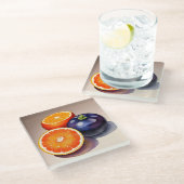 Orange Glow Watercolor Glasuntersetzer (Schrägansicht)