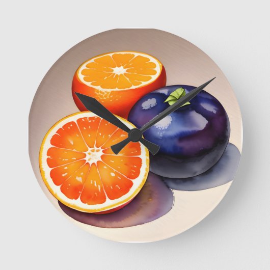 Orange Glow Watercolor Runde Wanduhr (Vorderseite)